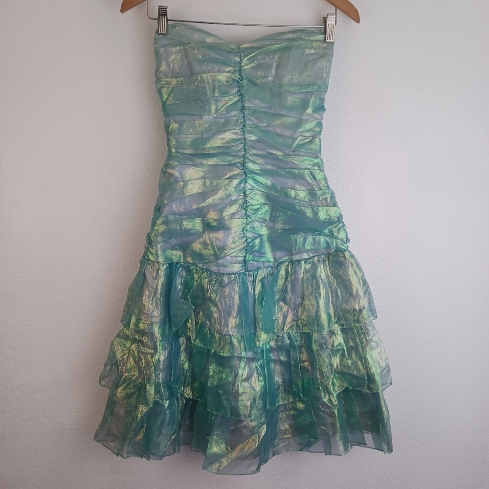Roberta California green metallic strapless dress size 5/6